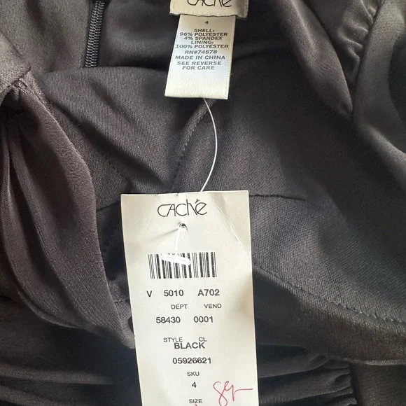 Cache Black Ruched Mini Dress - Picture 3 of 4